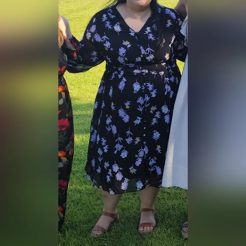 Lane Bryant Floral Button-front Fit & Flare Dress, size 22 - Picture 3 of 5